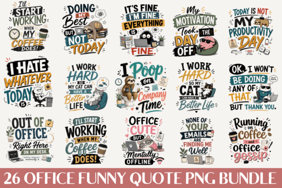 Download Office Funny Quote PNG Bundle - Office Collection