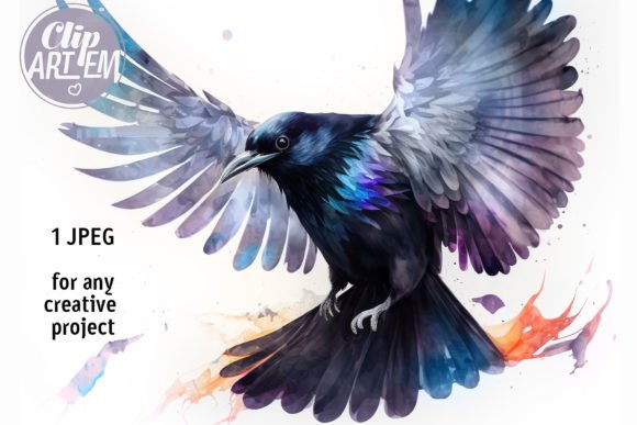 Download Flying Raven Crow Wall Art Image Jpg - Premium Resources