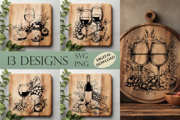 Download Wine Cutting Board Laser Engraving SVG - Premium Resources