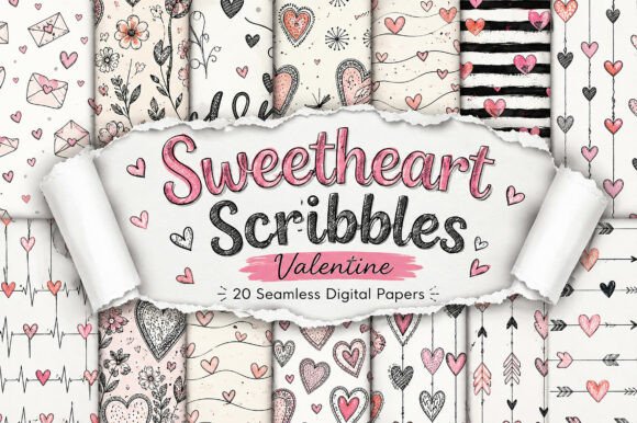 Download Sweetheart Scribbles – Valentine Digital - Premium Resources
